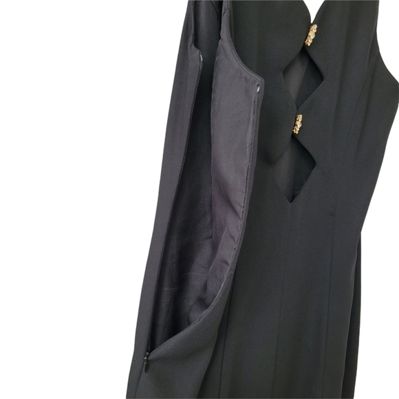 LA bridal vintage long cocktail dress crystal keyhole embellishment formal SZ 12 - Picture 6 of 10